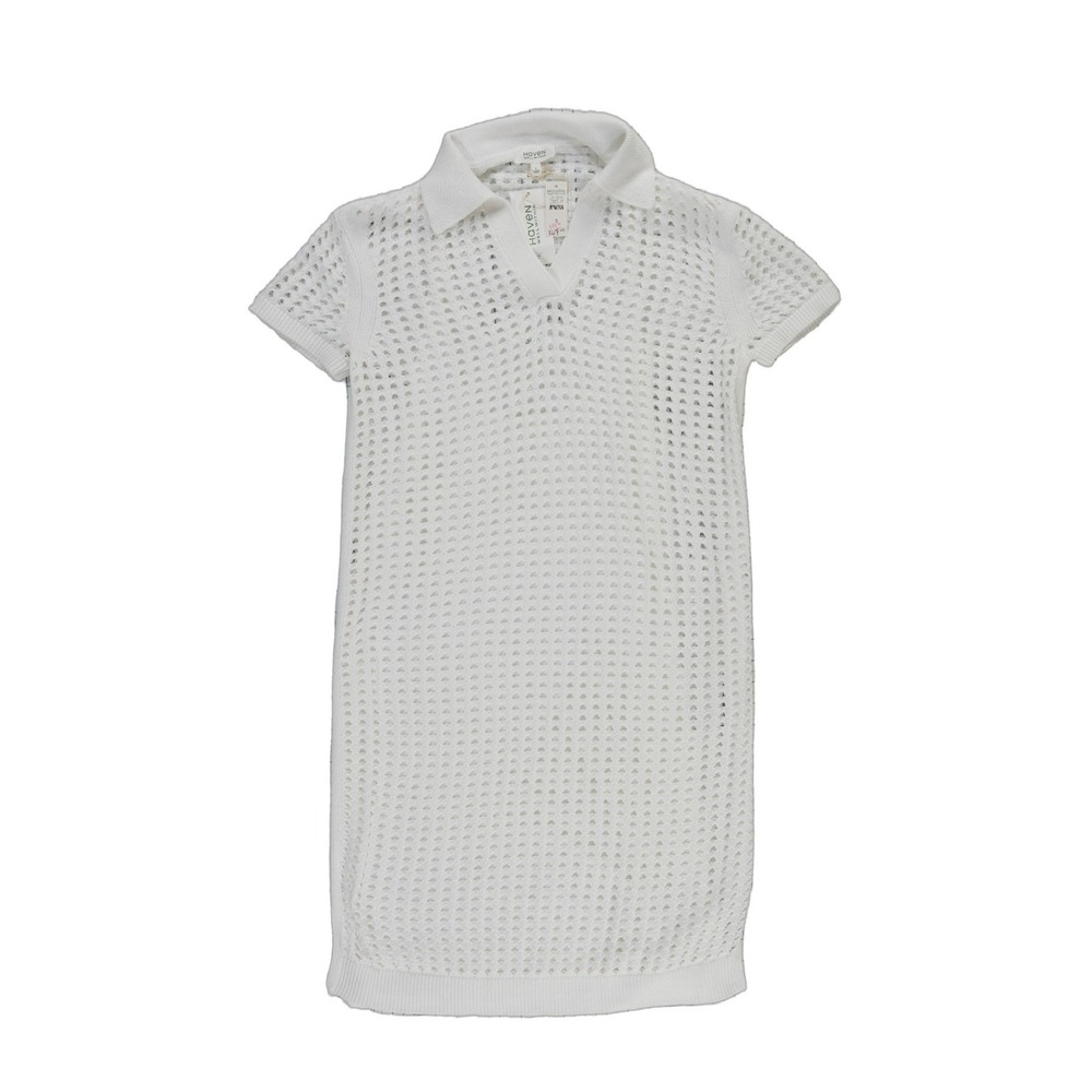 NEW Haven Well Within Crochet Polo Dress Women's Size Small White Organic Cotton